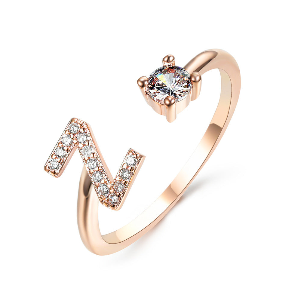New Design Adjustable 26 Initial Letter Ring Fashion Jewelry For Women Simple Elegant Jewelry Exquisite Rings /Jewelry & Accessories
