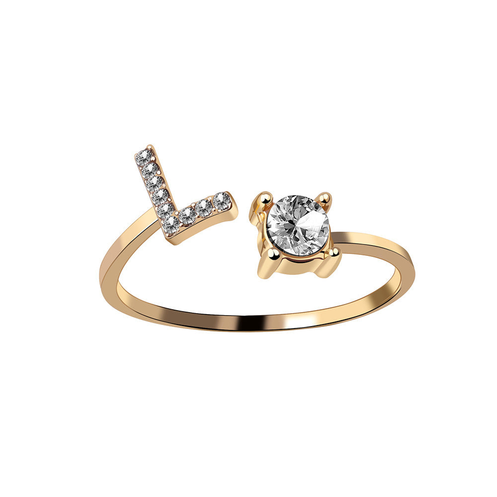New Design Adjustable 26 Initial Letter Ring Fashion Jewelry For Women Simple Elegant Jewelry Exquisite Rings /Jewelry & Accessories