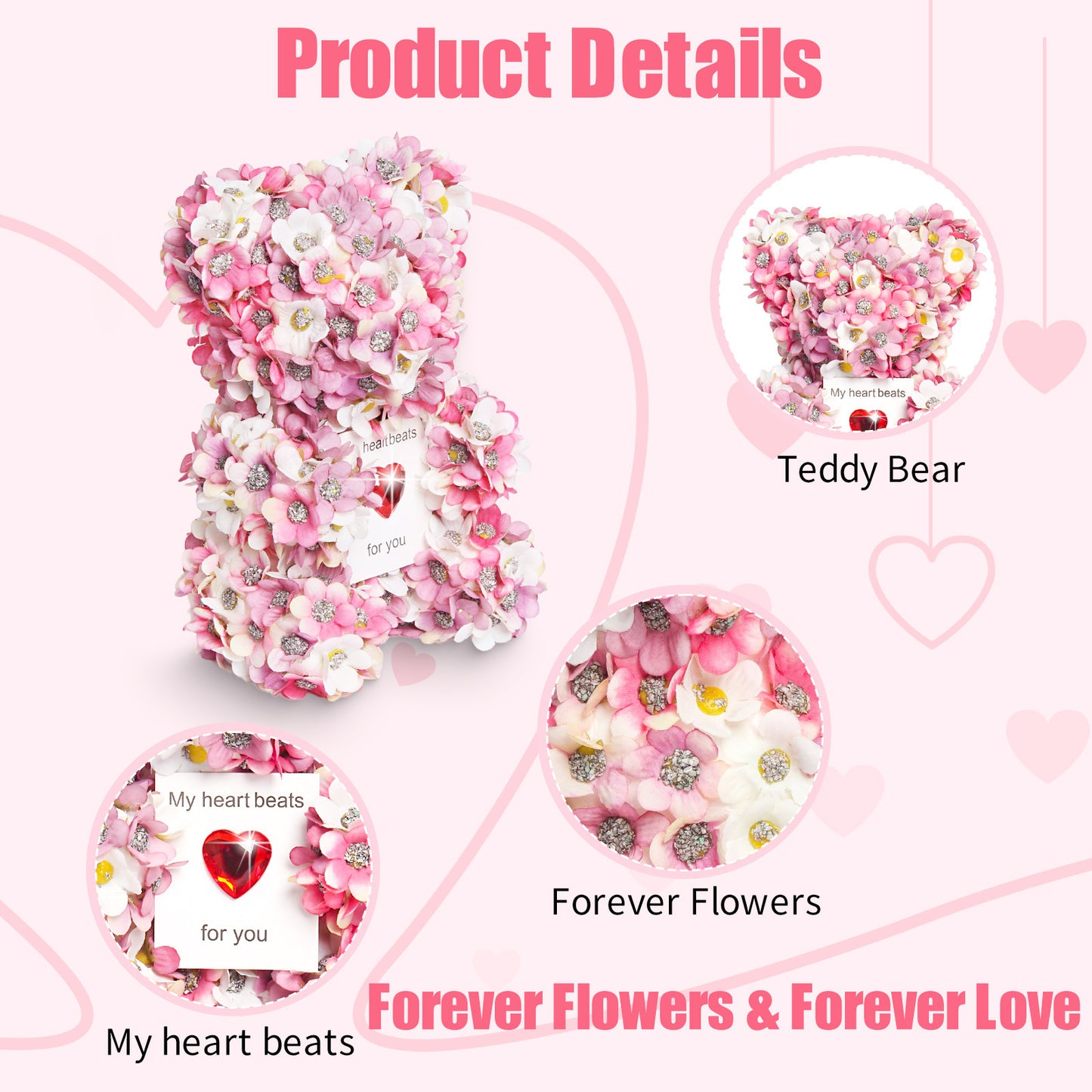 Artificial Rose Bear – Handmade Gift for Any Occasion: Birthday, Anniversary, Wedding, Valentine's Day & More