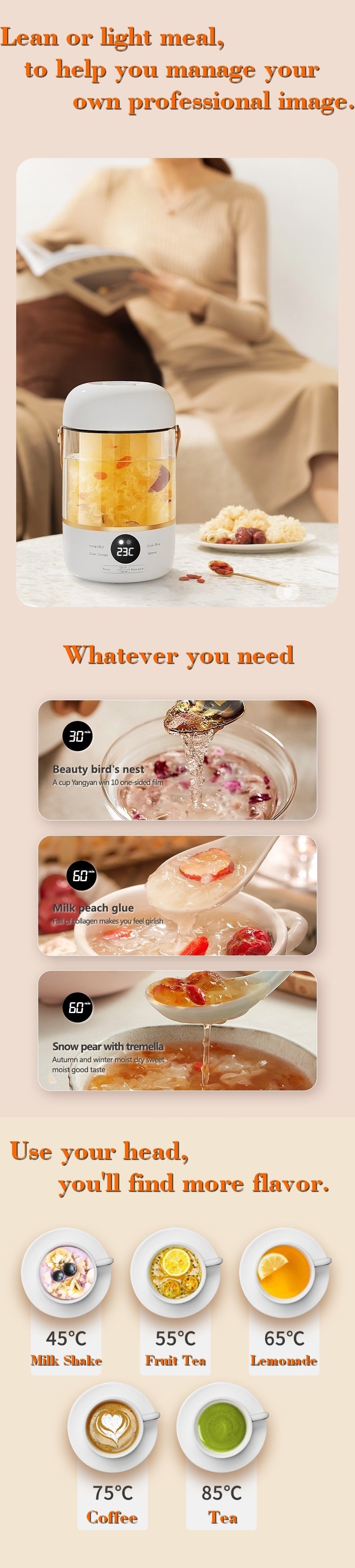 110V220V Smart Electric Stew Cooker Personal Portable Electric Stew Pot Appliances Home Essentials