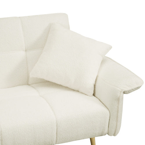 70.1 Inches Futon Sofa Bed, Convertible Double Sofa Bed With Folding Armrests For Living Rooms And Small Spaces
