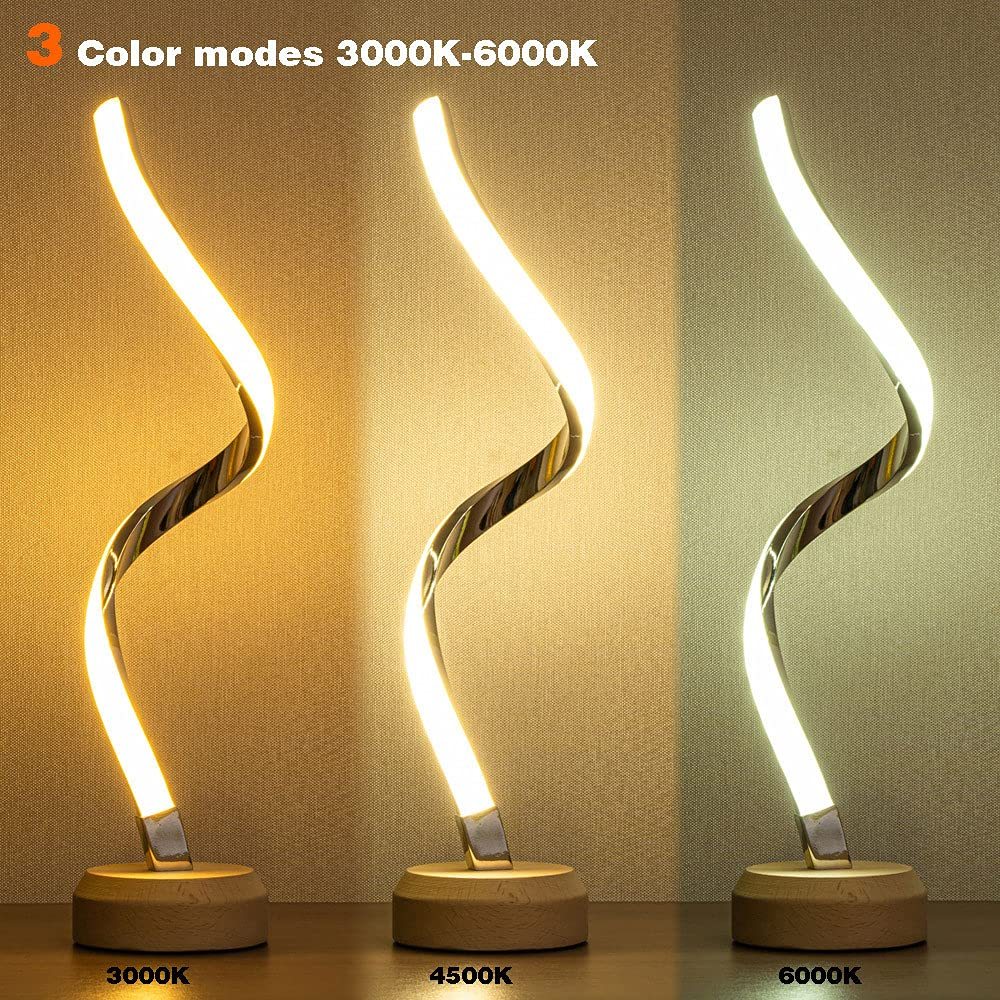 LED Spiral Table Lamp Modern Curved Desk Bedside Lamp Dimmable Warm White Night Light For Living Room And Bedroom Lighting Home Essentials