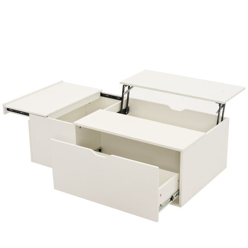 Lift Up Coffee Table, Coffee Table With Drawer, Wooden Tea Tables End Tables For Living Room Furniture , White