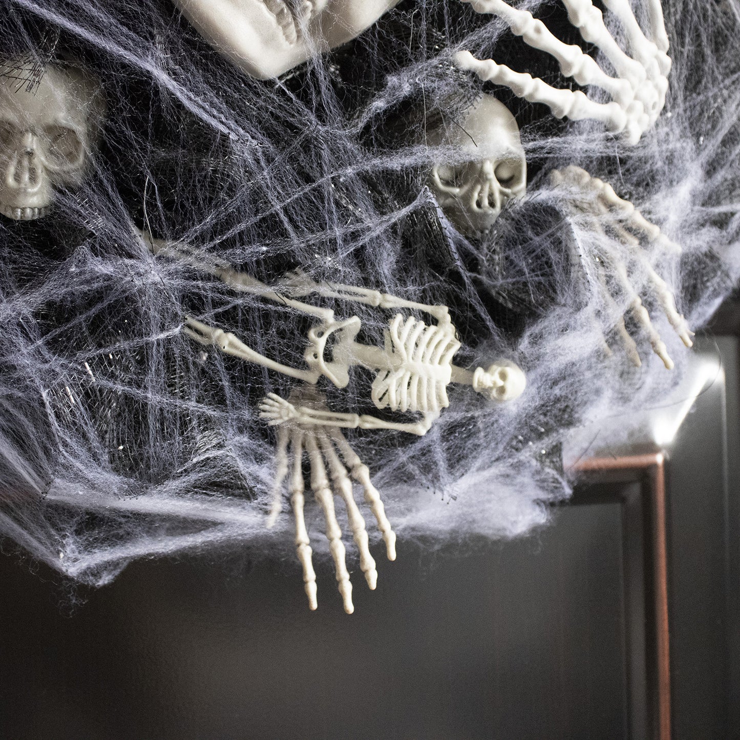 Halloween Black Mesh Skull Garland Party Layout Props Home Ornaments