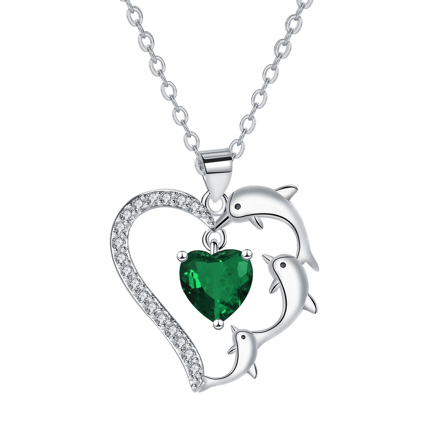 Heart-shaped Pendant Dolphin Necklace Niche Temperament Animal Clavicle Chain Jewelry/Accessories
