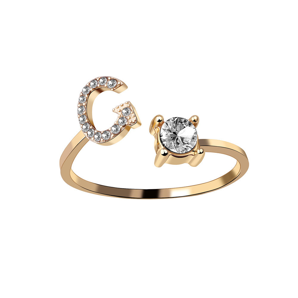 New Design Adjustable 26 Initial Letter Ring Fashion Jewelry For Women Simple Elegant Jewelry Exquisite Rings /Jewelry & Accessories