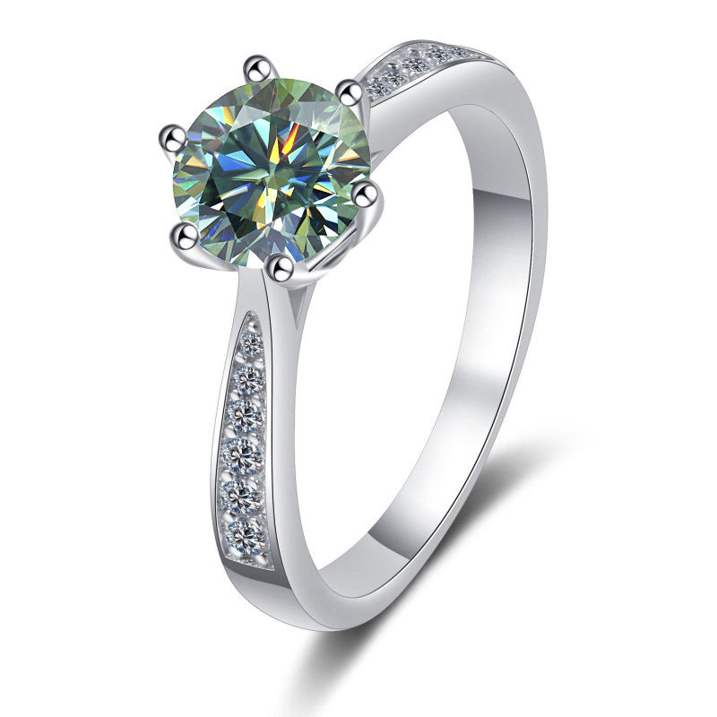 Moissanite Ring Classic Six-claw Crown S925 Sterling Silver Jewelry & Accessories