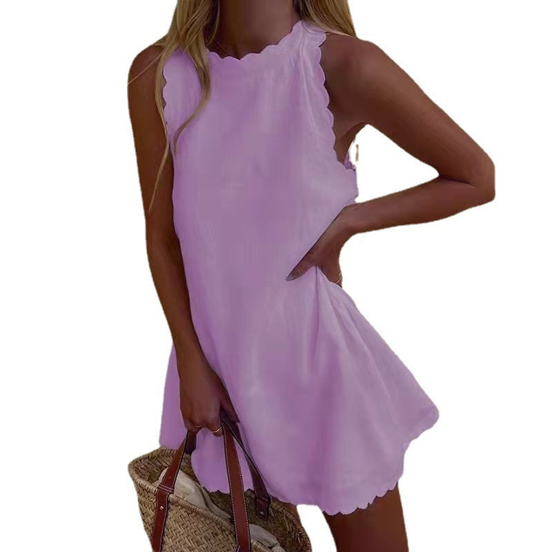 Sexy Solid Color Sleeveless Loose Women's Vest Dress Women's Garments Apparel / Clothing