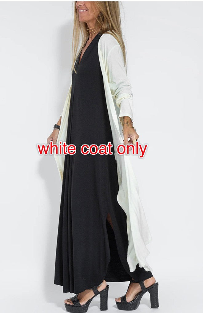 New Solid Color V-neck Sleeveless Dress Long Cardigan Jacket Suit For Women's Garments Apparel / Clothing