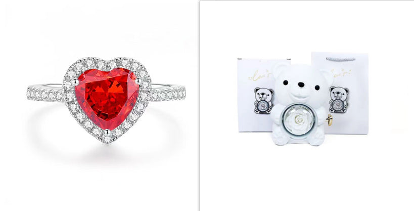 Eternal Rose Teddy Bear Gift Box with Necklace – Rotating Rose Jewelry Box & Storage Case for Women & Girlfriend, Perfect for Valentine's Day, Wedding & More