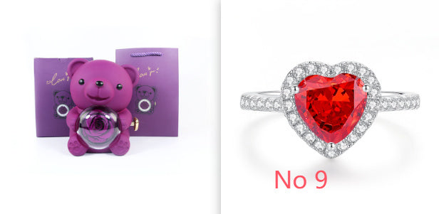 Eternal Rose Teddy Bear Gift Box with Necklace – Rotating Rose Jewelry Box & Storage Case for Women & Girlfriend, Perfect for Valentine's Day, Wedding & More