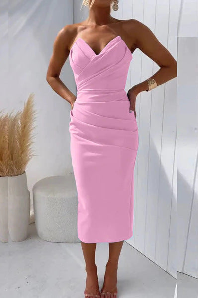 Women's Sleeveless Slit Solid Color Dress Women's Garments Apparel / Clothing