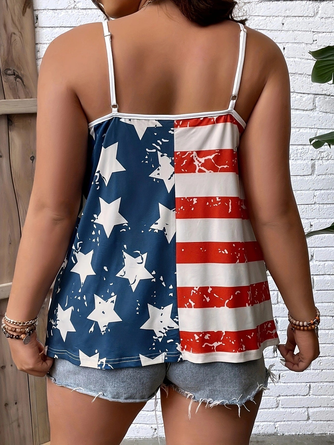 American Independence Day Flag Digital Printing Off-shoulder Vest Apparel / Clothing