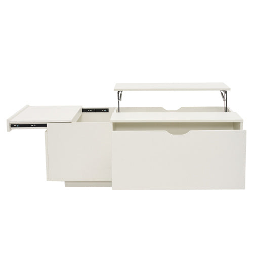 Lift Up Coffee Table, Coffee Table With Drawer, Wooden Tea Tables End Tables For Living Room Furniture , White
