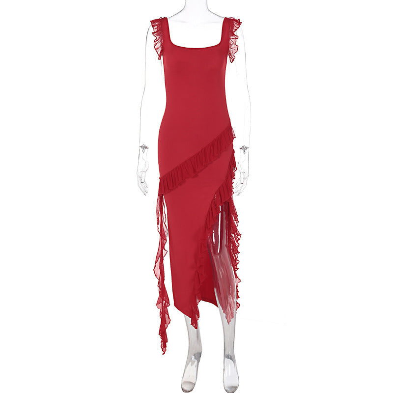 Female Summer Fashionable Stringy Selvedge Stitching Temperament Dress Women's Garments Apparel / Clothing