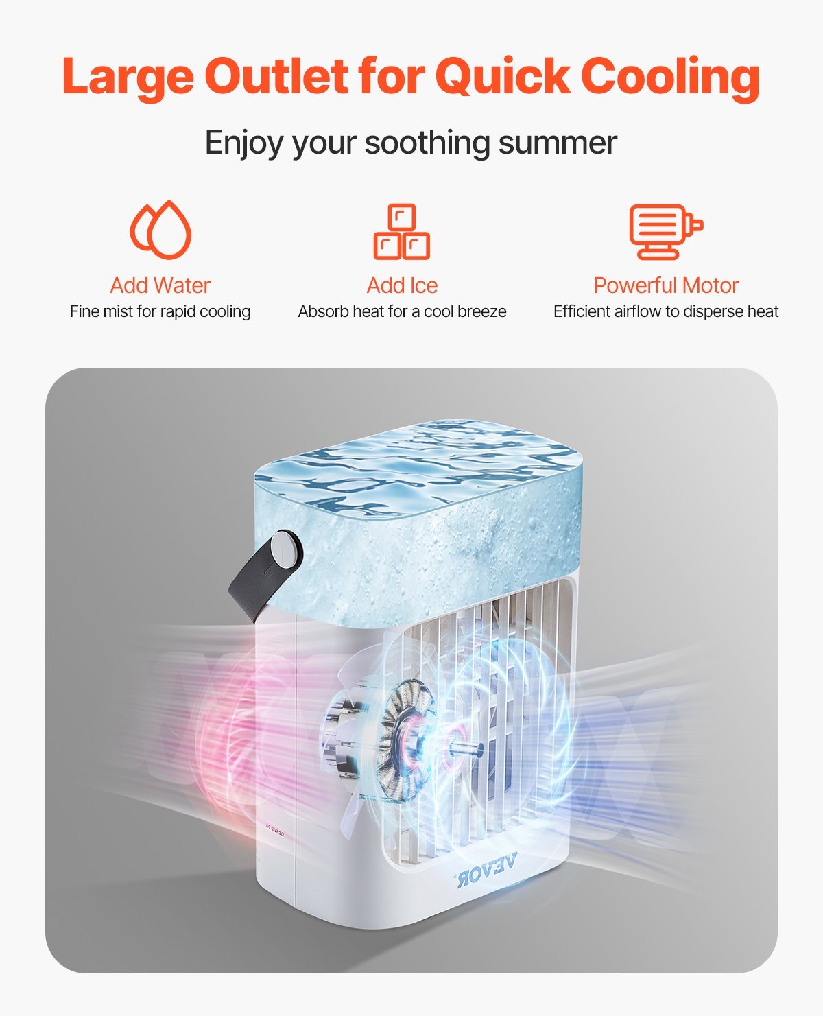 Portable Air Conditioner 4-in-1 Evaporative Air Cooler 700ml Water Tank Home Essentials