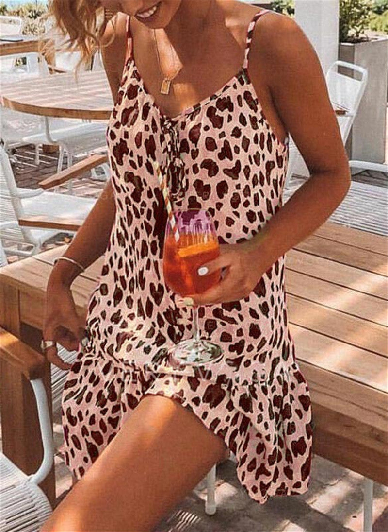 Independent Station Leopard Print Temperament Camisole Dress Women's Garments Apparel / Clothing
