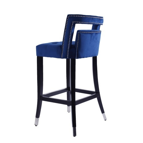 Suede Velvet Barstool With Nailheads Dining Room Chair2 Pcs Set - 30 Inch Seater Height