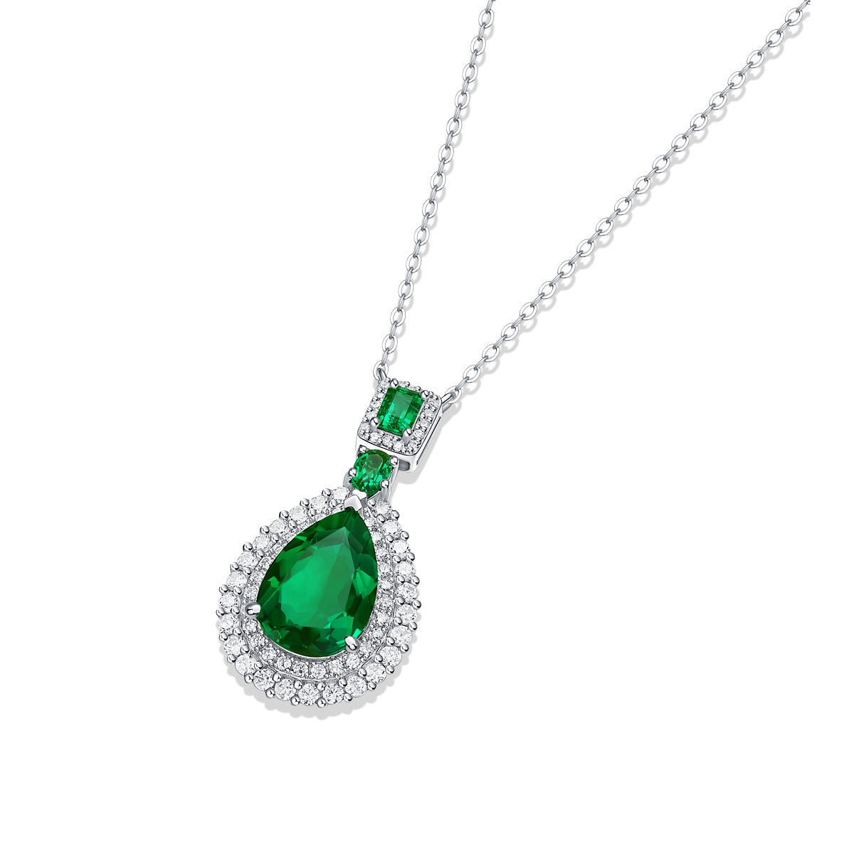 S925 Silver Reverie Pendant With Chain Cultivation Emerald Necklace Jewelry & Accessories