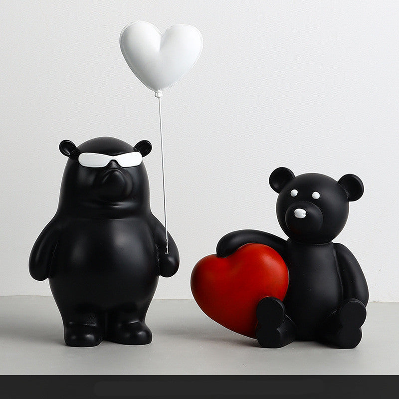 Christmas Love Bear Living Room Children Decoration Resin Crafts Home Ornaments