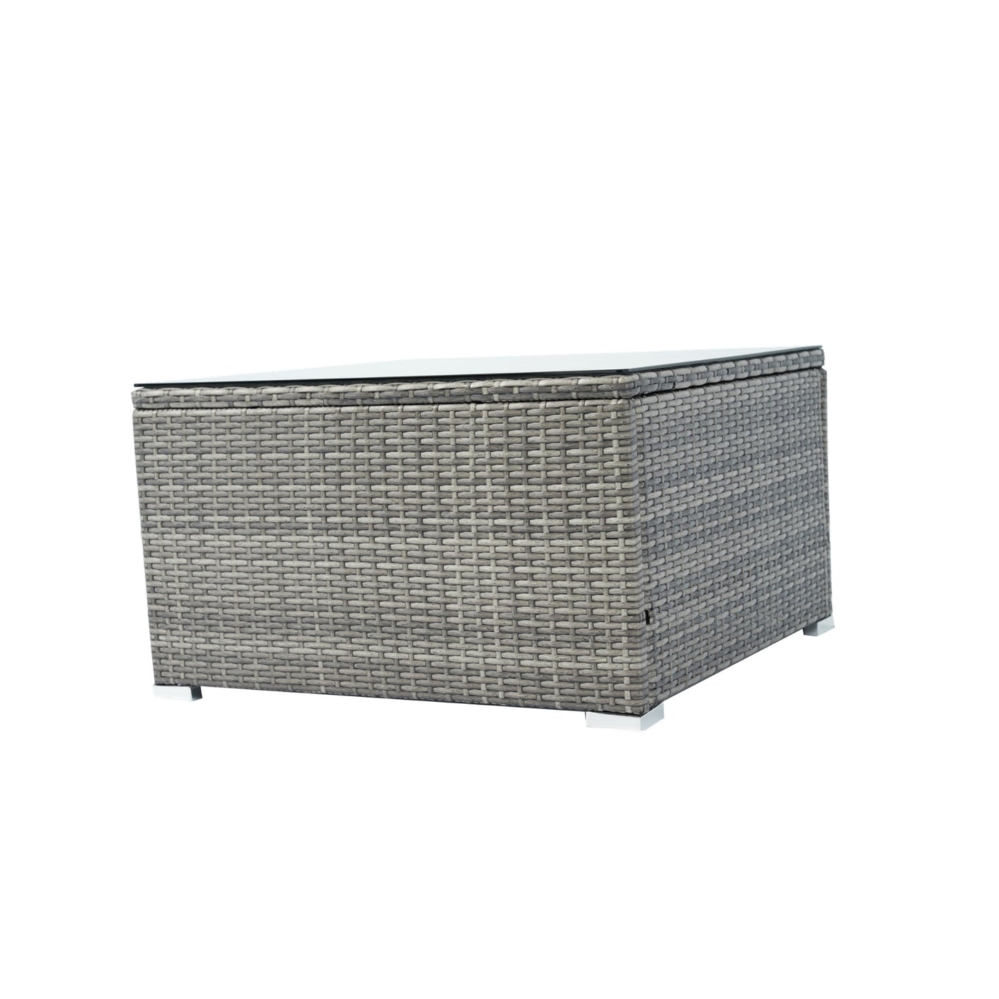 6 Pieces PE Rattan Sectional Outdoor Furniture Cushioned Sofa Set Grey Wicker, Dark Grey Cushion