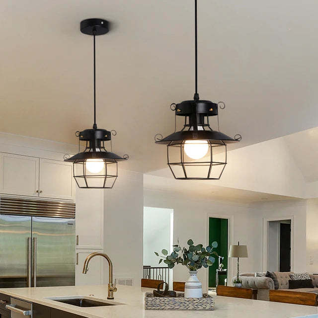 American Iron Droplight Restaurant Lantern-shaped Decorative Lamp