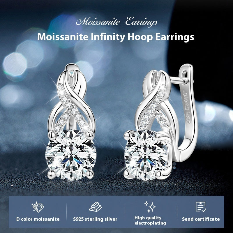Light Luxury Moissanite Twist Earrings For Women Jewelry & Accessories