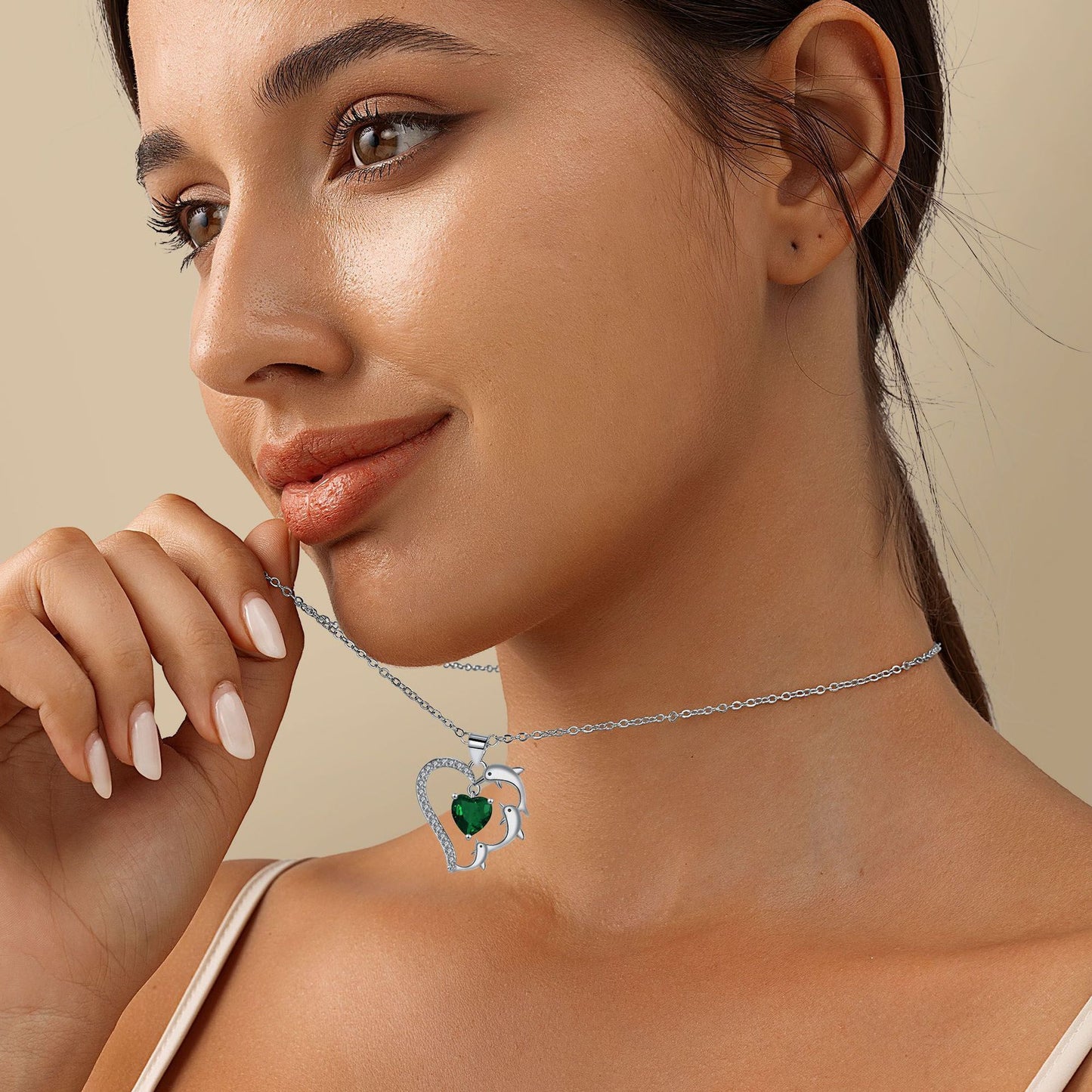Heart-shaped Pendant Dolphin Necklace Niche Temperament Animal Clavicle Chain Jewelry/Accessories
