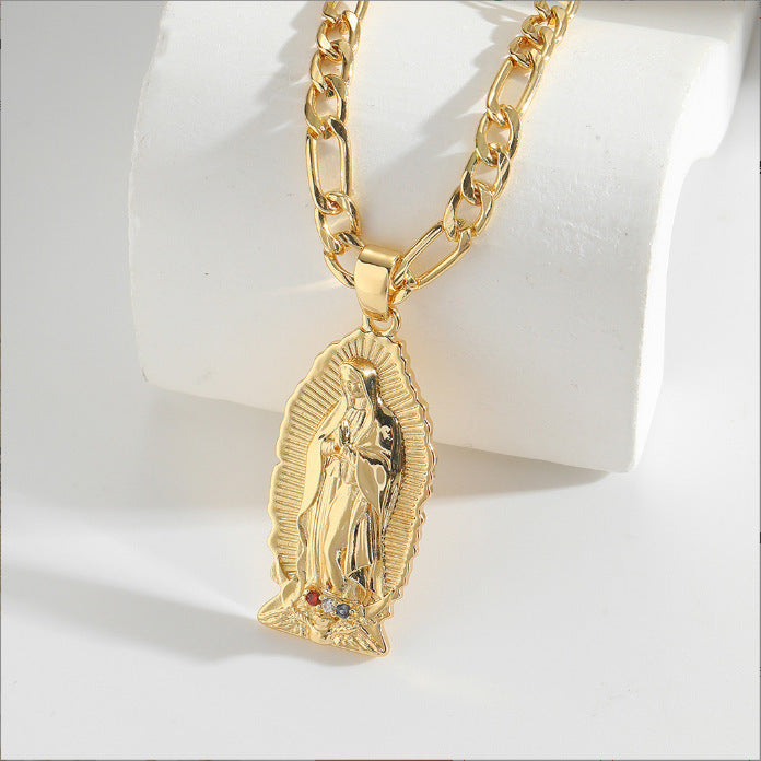 Ornament Necklace Gold Color Zirconium Jesus Jewelry/Accessories