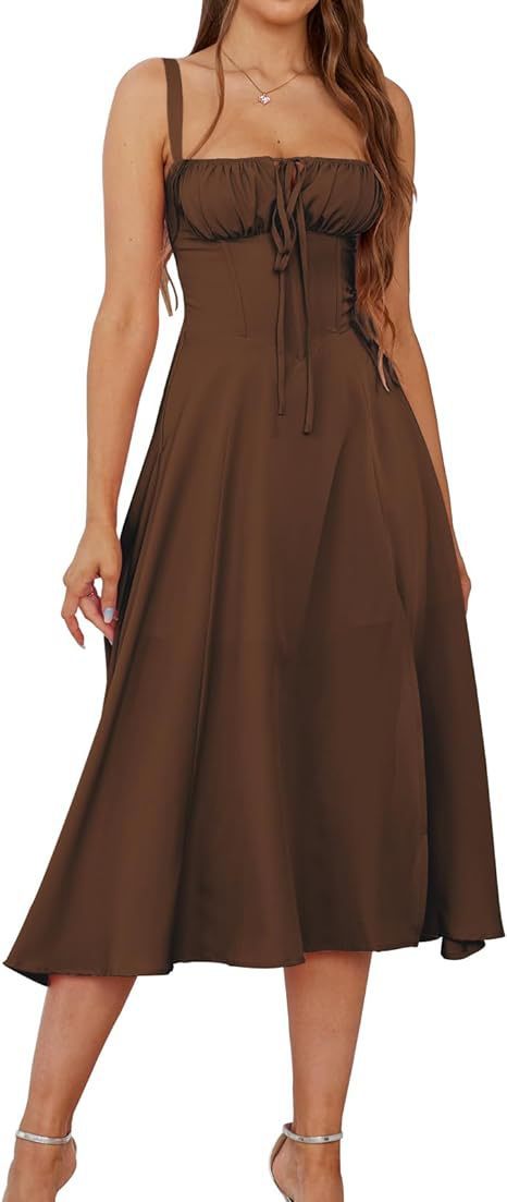 Mid-length Corset Elegant Slit Lace-up Women's Outing Leisure Dress Women's Garments Apparel / Clothing