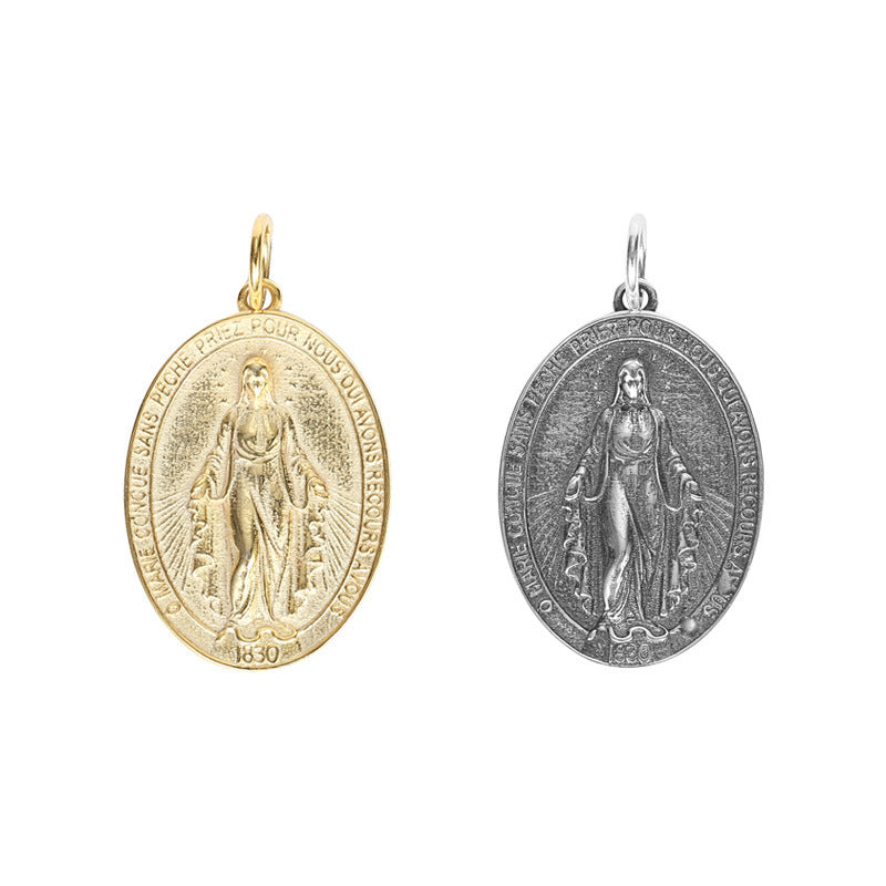 S925 Sterling Silver Vintage Embossed Portrait Pendant Jewelry & Accessories