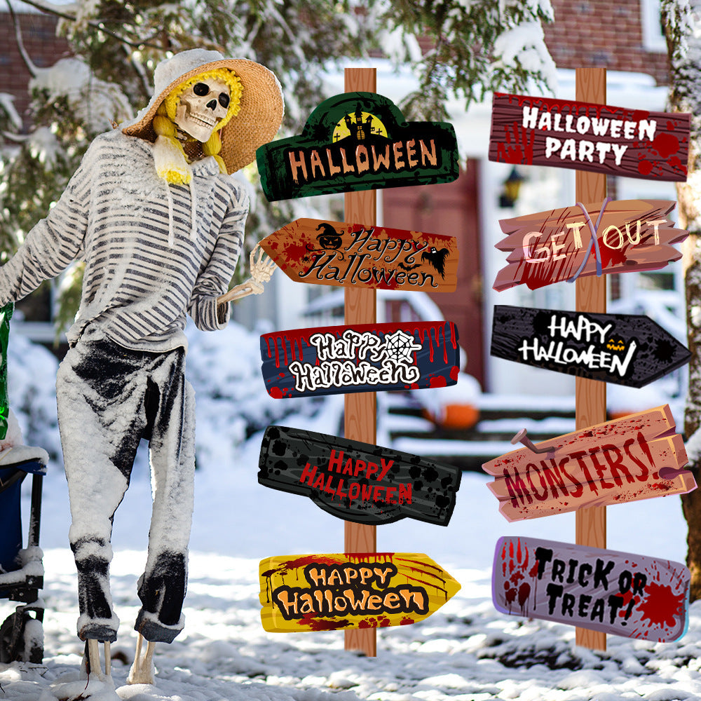 Creative Printing Halloween Decoration Props Paper Signs Home Ornaments