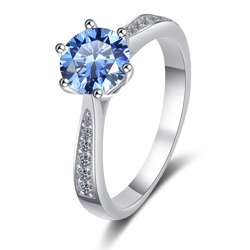 Moissanite Ring Classic Six-claw Crown S925 Sterling Silver Jewelry & Accessories