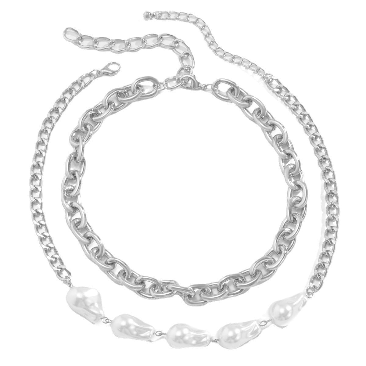 Simple Multi-layer Metal Baroque Pearl Necklace Jewelry/Accessories