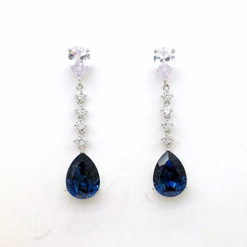 European And American Style Light Luxury Strip Water Drop Earrings Women Jewelry/Accessories