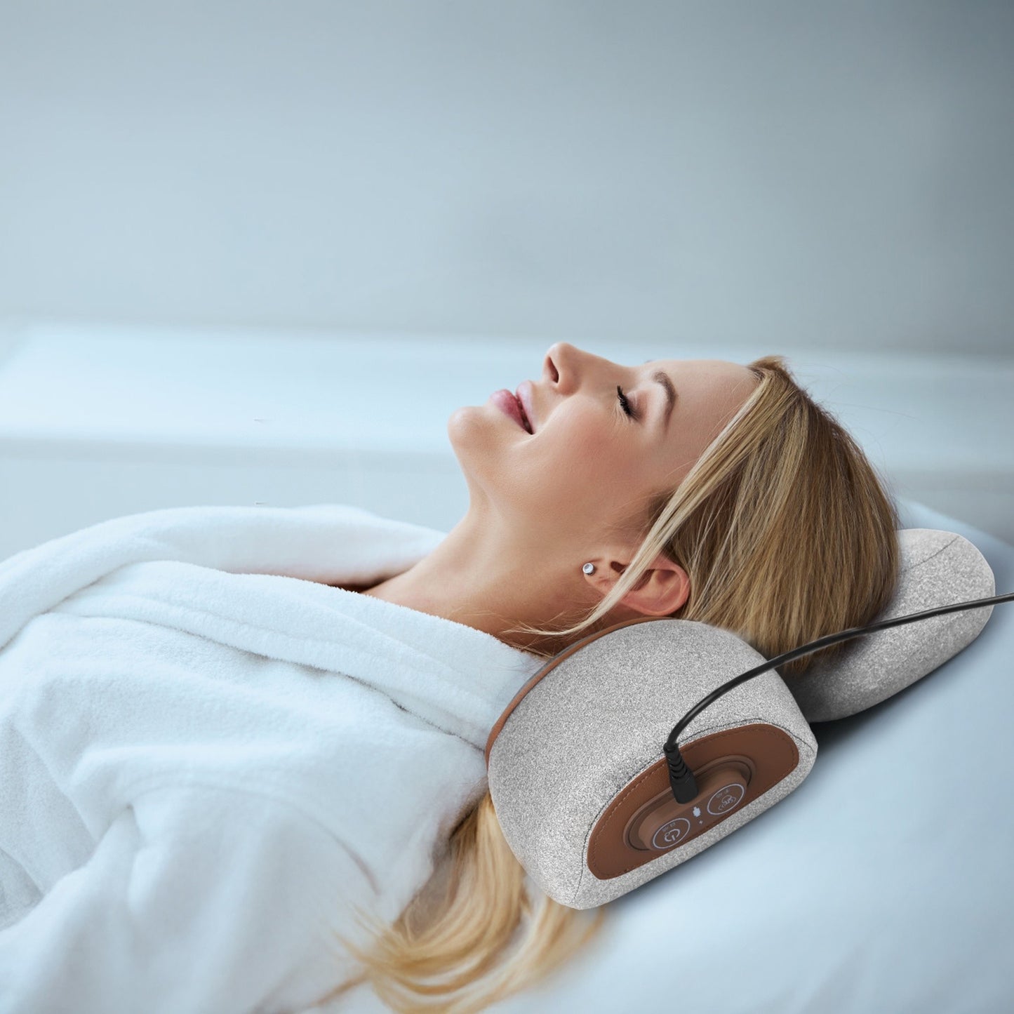 1 Set 3 In 1 Neck Massager Pillow With Vibration Heating Airbag Stretching Memory Foam Fillings Ergonomic Massager With Portable Storage Bag Eye Mask Home Essentials