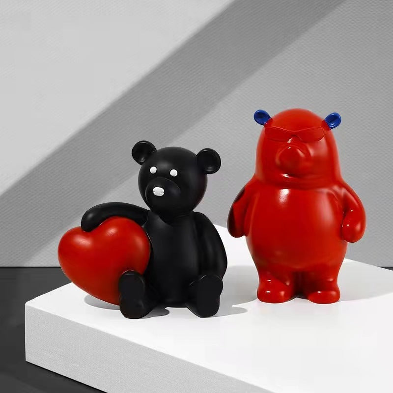 Christmas Love Bear Living Room Children Decoration Resin Crafts Home Ornaments