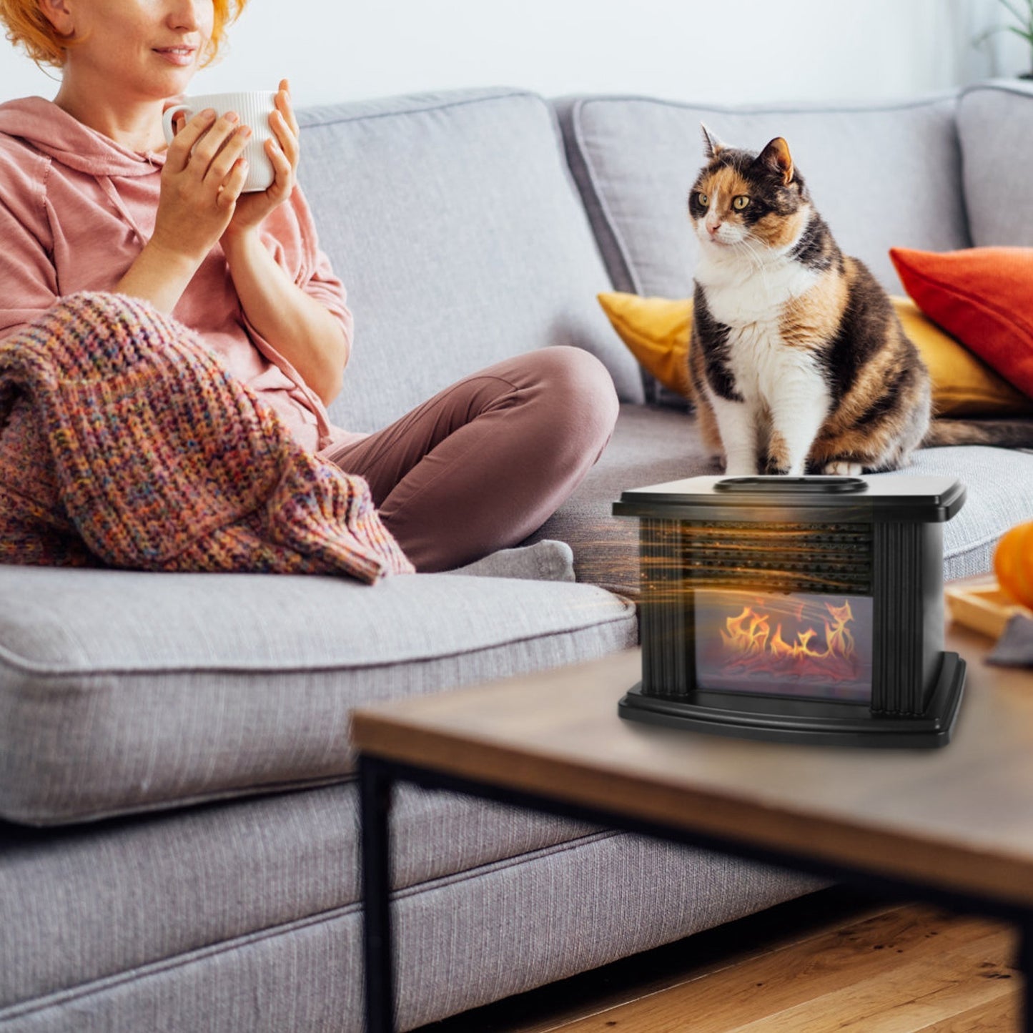 1Pc Electric Fireplace Heater 800W Artificial Flame Stove Heater With Accurate Digital Thermostat Timer Setting Remote Control Overheating Protection For Office Bedroom Appliances Home Essentials