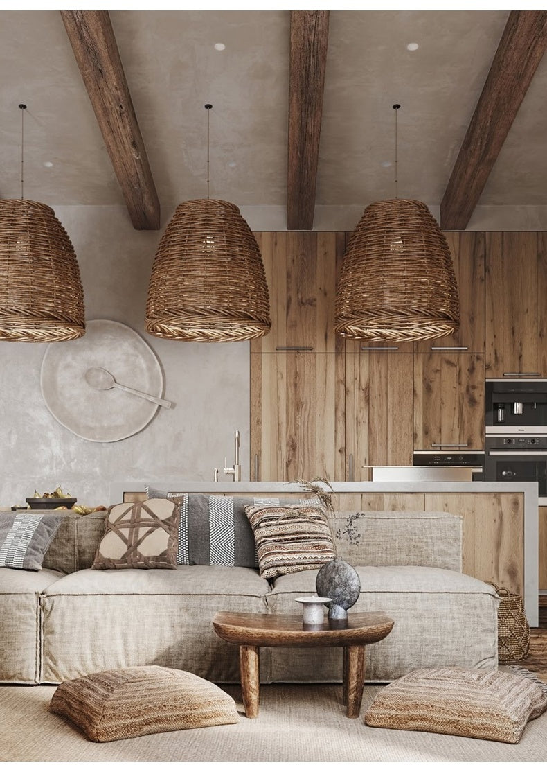 Retro Idyllic Zen Rattan-weaved Ceiling Lamp