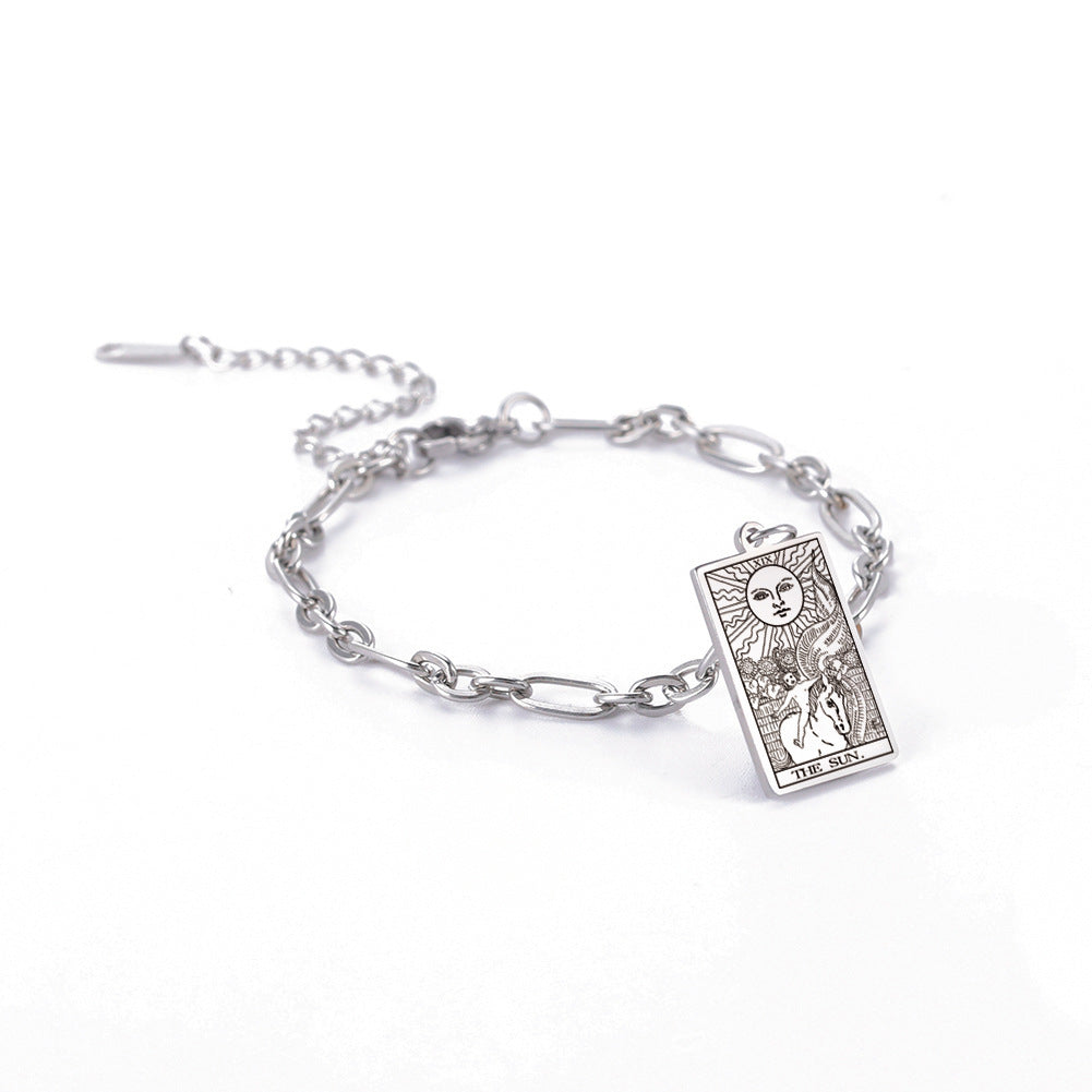 12 Tarot Card Series Fashion Trend Long Oval Link Chain Bracelet Jewelry & Accessories