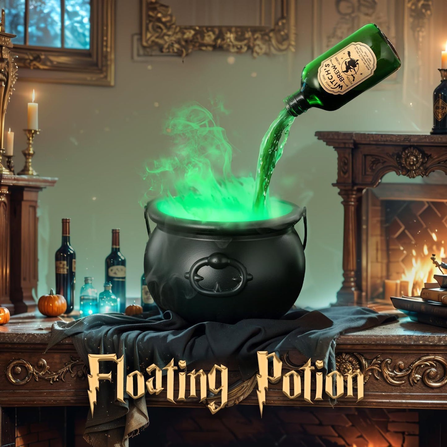 Halloween Black Wizard Bowl Magic Float Bottle And Diffuser Indoor Home Bar Magic Party Horror Ghost Props Halloween Decoration Home Ornaments