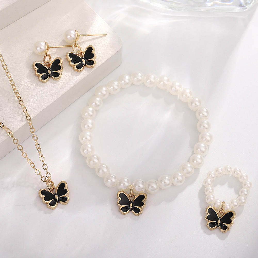 Pearl Butterfly Jewelry Set Drip Oil Jewelry & Accessories