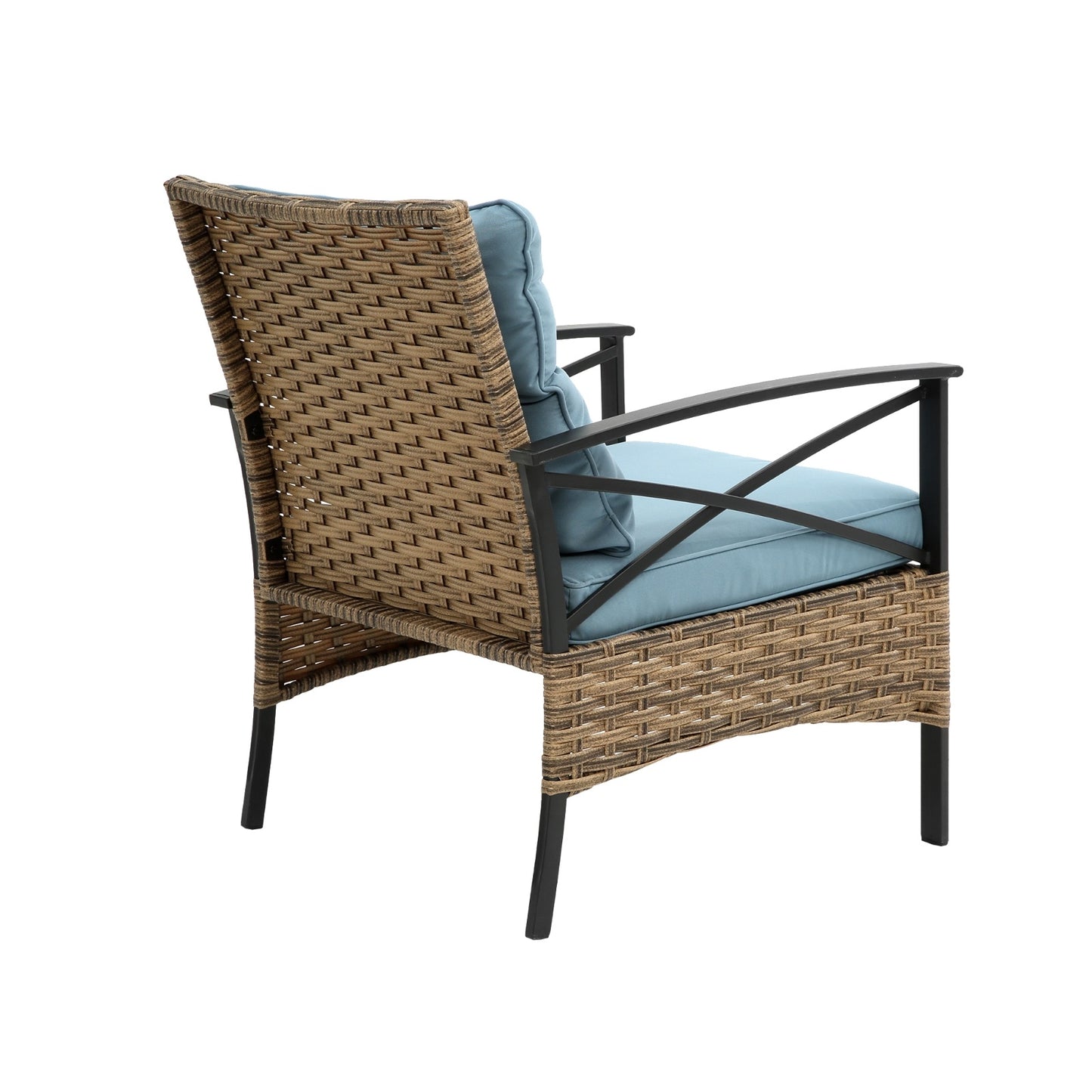 4-Piece Patio Sectional Low Sofa Set - KD Rattan Wicker Outdoor Garden Patio Furniture