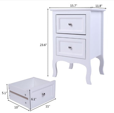 Countryside Style Two-story Bedside Table - White Furniture
