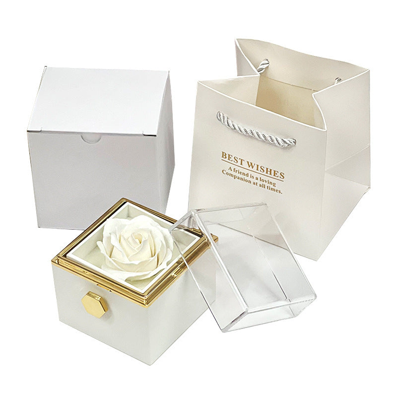 Rotating Soap Flower Rose Gift Box - Creative Rotating Rose Jewelry Packaging Box - Perfect Gift for Any Occasion