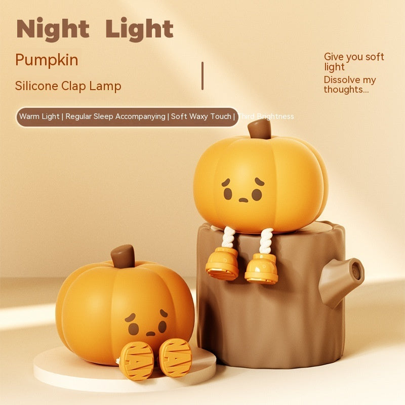 Pumpkin Lamp Small Night Lamp Halloween Silicone Pat Lamp Ambience Light Home Ornaments