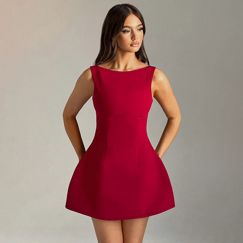 Sexy Slim-fitting Backless Dress Summer Sleeveless Short Dresses Women's Garments Apparel / Clothing