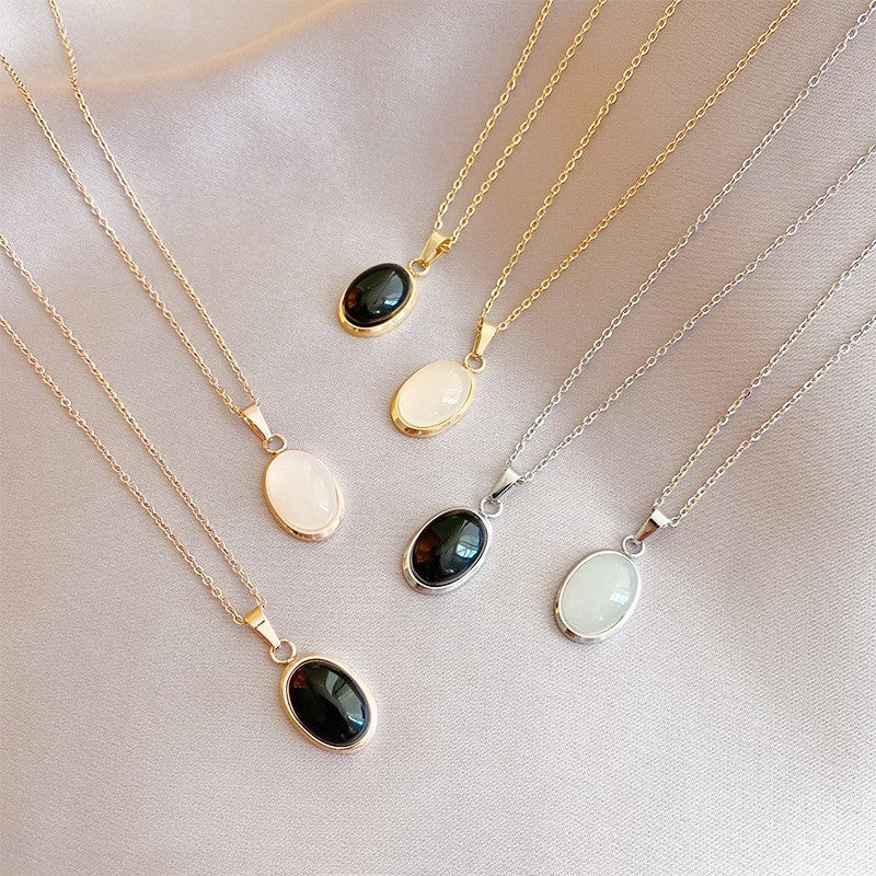 Oval Cat Eye Pendant Titanium Steel Necklace Special-interest Design Jewelry/Accessories