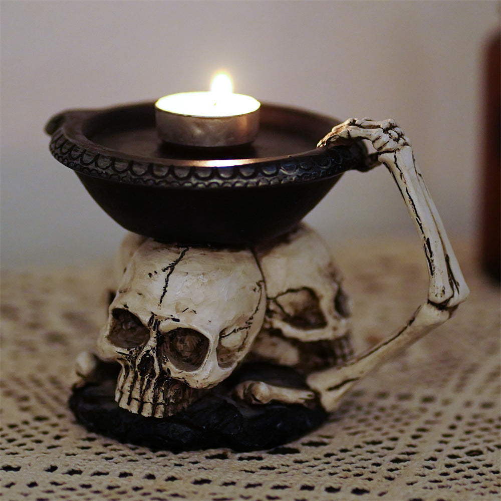 Creative Three Ghost Head Top Candle Desktop Storage Tray Home Ornaments