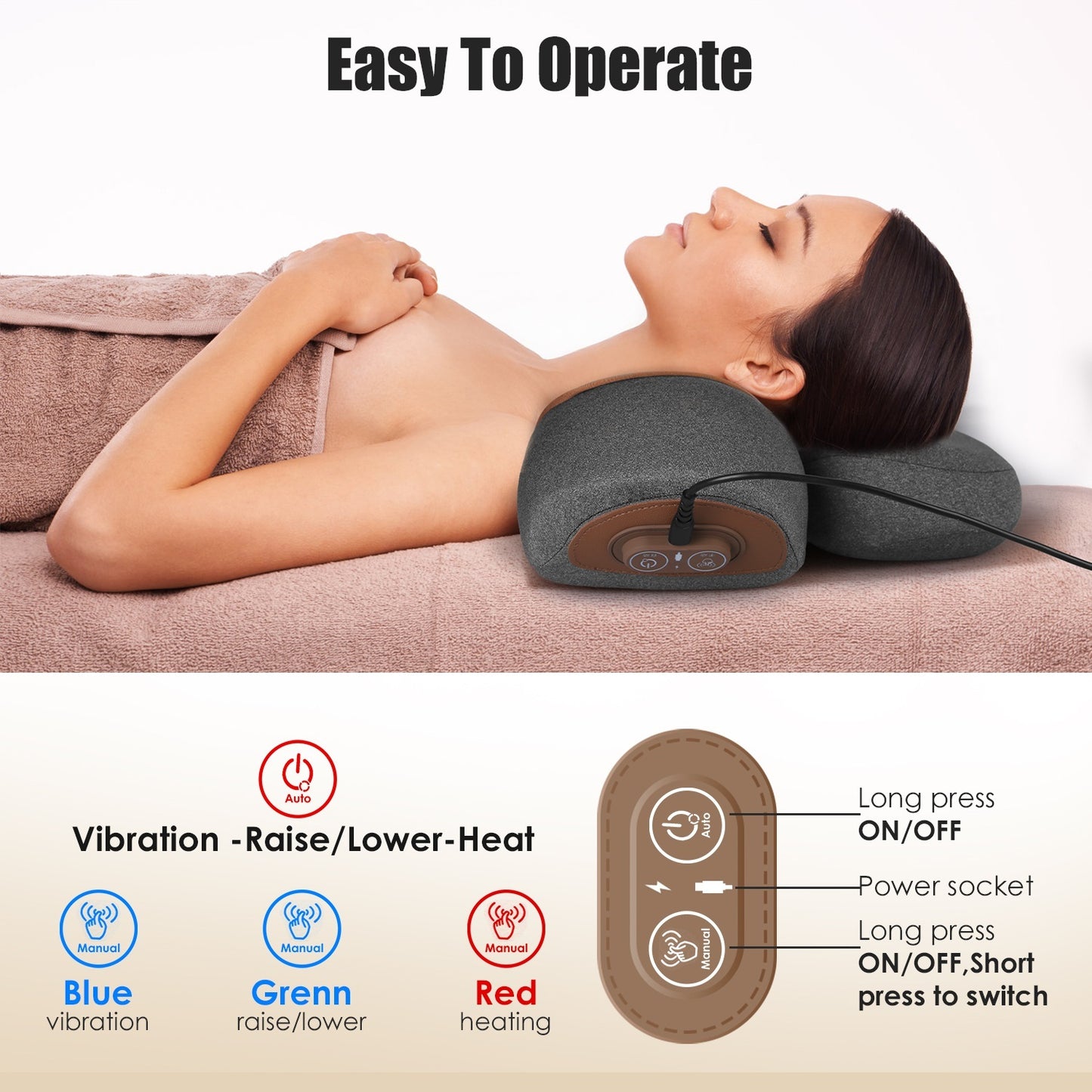 1 Set 3 In 1 Neck Massager Pillow With Vibration Heating Airbag Stretching Memory Foam Fillings Ergonomic Massager With Portable Storage Bag Eye Mask Home Essentials